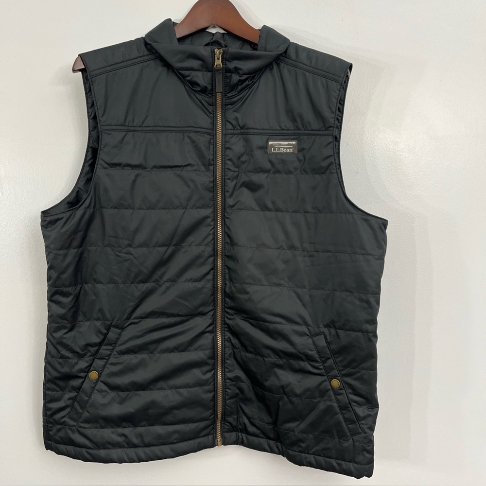 LL Bean Mountain Classic Puffer Vest Mens Large Black Water Resistant Insulated